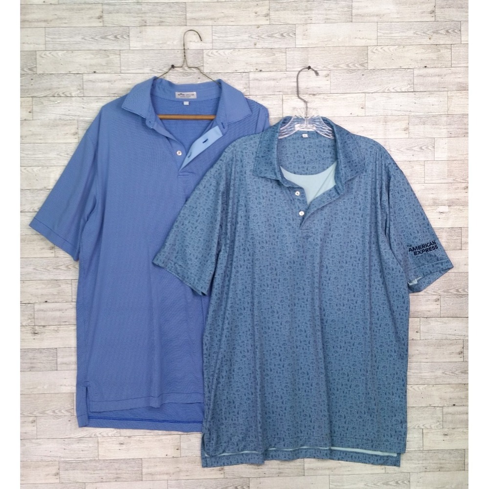 Lot of 2 Peter Millar Men's Golf Polo Shirt Short Sleeve Top Comfort Sz L Large